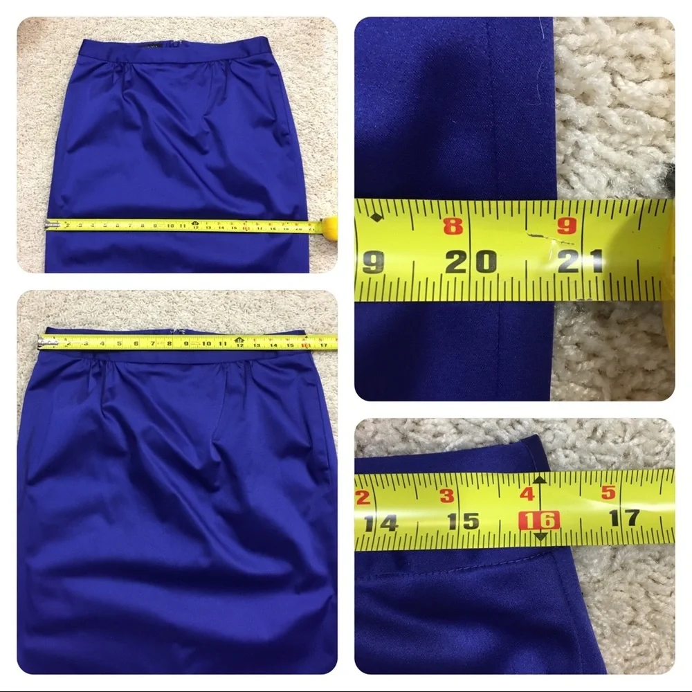 NWT!  Talbots $179 DUCHESSE SATIN Royal Blue Skirt